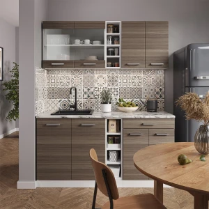 Singleküche R-Line Edelgrau/Weiß 160 cm , AP Marmor livinity®