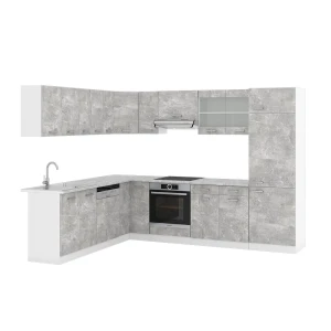 Hjørnekøkken R-Line Beton 287 x 46 cm uden bordplade Vicco
