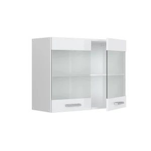 Küchenglasschrank R-Line Weiß Hochglanz 80 cm livinity®