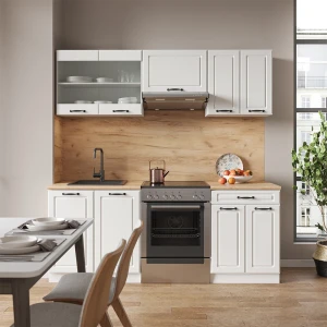 Küchenzeile R-Line Weiß Landhaus/Weiß 200 cm , AP Marmor livinity®