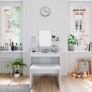 Schminktisch Ania Weiß 80 cm mit Bank livinity®