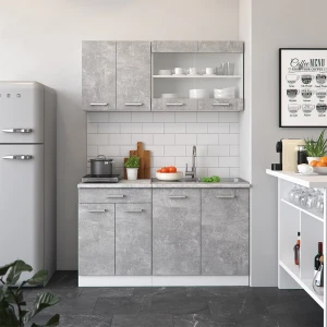 Singleküche R-Line Beton 140 cm , AP Marmor livinity®