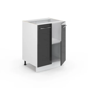 Küchenunterschrank Fame-Line Anthrazit Hochglanz 60 cm ohne Arbeitsplatte livinity®