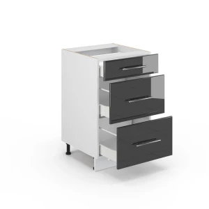 Küchenunterschrank Fame-Line Anthrazit Hochglanz 50 cm ohne Arbeitsplatte livinity®
