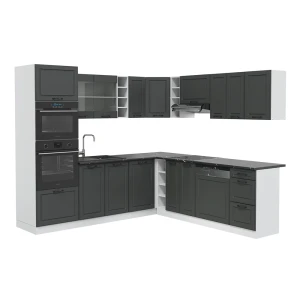 Hjørnekøkken R-Line Antracit landhus/hvid 247 x 46 cm uden bordplade Vicco