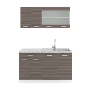 Singleküche R-Line Edelgrau 140 cm , AP Marmor Vicco