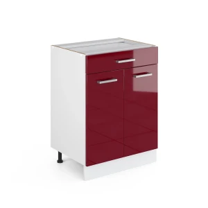Küchenunterschrank R-Line Rot Hochglanz 60 cm mit Schublade, ohne Arbeitsplatte Vicco