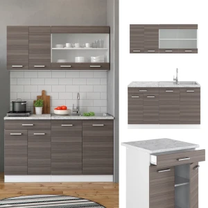 Singleküche R-Line Edelgrau/Weiß 140 cm , AP Anthrazit livinity®