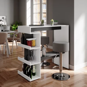Bartisch-Set Dana Weiß 108 x 50 cm mit 2 Barhockern livinity®