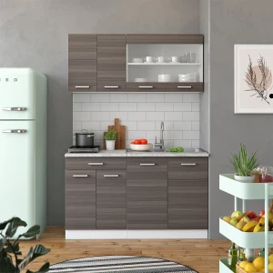 Singleküche R-Line Edelgrau 140 cm , AP Marmor livinity®