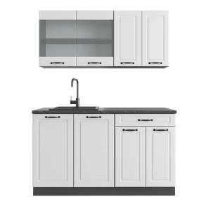 Singlekøkken R-Line Hvidt landhus/antracit 140 cm , BP Antracit Vicco