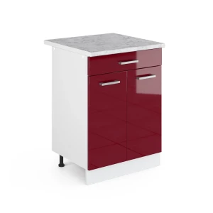 Meuble bas universel R-Line Rouge bordeaux Haute brillance 60cm avec tiroirs Vicco
