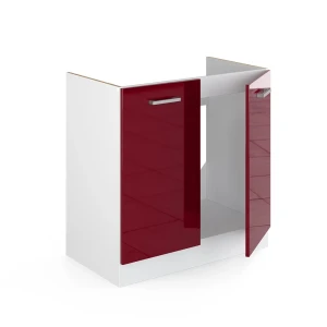 Spülenunterschrank R-Line Rot Hochglanz 80 cm ohne Arbeitsplatte livinity®