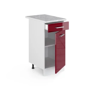 Küchenunterschrank R-Line Rot Hochglanz 40 cm , AP Marmor livinity®