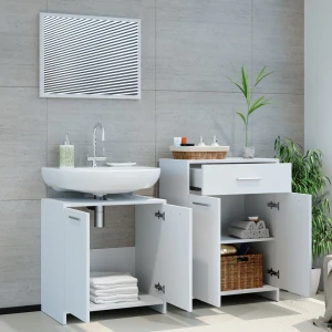 Badmöbel-Set Kiko Weiß 3 Teile, mit Midischrank livinity®