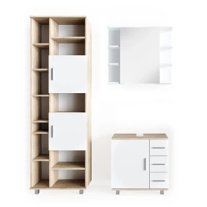 Badmöbel-Set Ilias Sonoma 3 Teile, mit Hochschrank Vicco