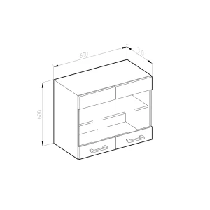 Küchenglasschrank R-Line Anthrazit Landhaus 60 cm Vicco