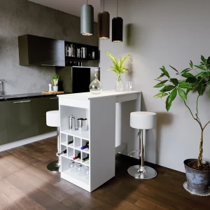 Bartisch-Set Ross Weiß 115 x 50 cm mit 2 Barhockern livinity®