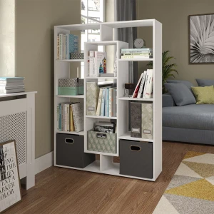 Drehregal  Weiß 107.2 x 143 cm mit 2 Faltboxen livinity®