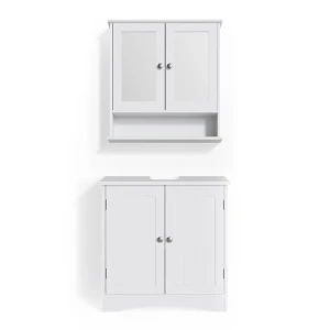 Badmöbel-Set Bianco Weiß 2 Teile Vicco