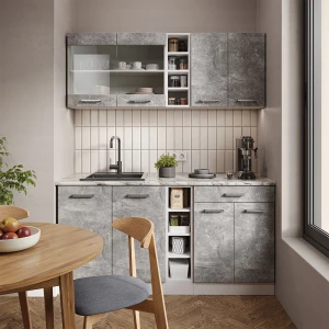 Singleküche R-Line Beton/Weiß 160 cm , AP Marmor livinity®