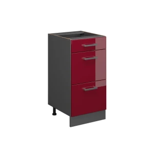 Armário baixo de cozinha R-Line Vermelho alto brilho 40 cm com gavetas, sem bancada Vicco