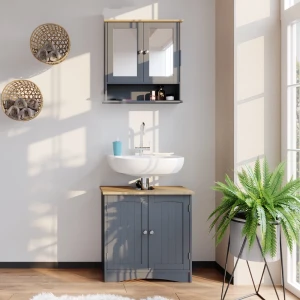 Badmöbel-Set Bianco Grau 2-teilig livinity®