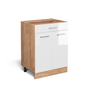Keittiön alakaappi R-Line Valkoinen korkeakiilto 60 cm laatikolla, ilman työtasoa Vicco