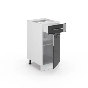 Küchenunterschrank Fame-Line Anthrazit Hochglanz 40 cm ohne Arbeitsplatte livinity®