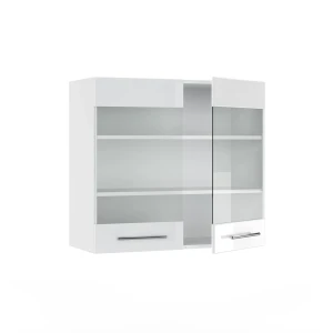 Küchenglasschrank Fame-Line Weiß Hochglanz 80 cm livinity®