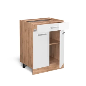 Küchenunterschrank R-Line Weiß Hochglanz 60 cm mit Schublade, ohne Arbeitsplatte livinity®