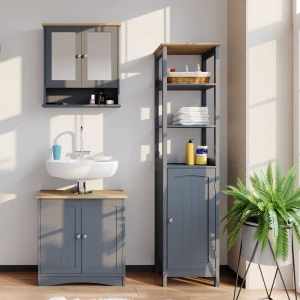 Badmöbel-Set Bianco Grau 3-teilig livinity®