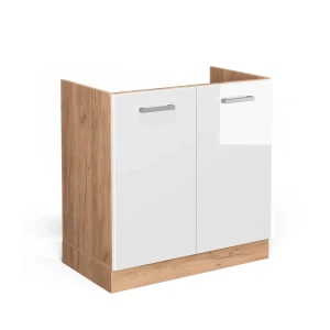 Spülenunterschrank R-Line Weiß Hochglanz 80 cm ohne Arbeitsplatte Vicco