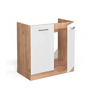 Spülenunterschrank R-Line Weiß Hochglanz 80 cm ohne Arbeitsplatte livinity®
