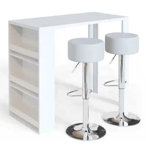 Barbordssæt  Hvid 57 x 117 cm med 2 barstole Vicco
