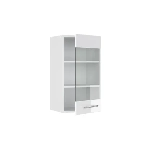 Küchenglasschrank Fame-Line Weiß Hochglanz 40 cm livinity®