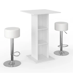 Barbordssæt Rodeo Hvid 70 x 70 cm med 2 barstole Vicco