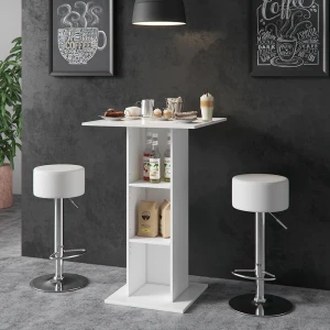 Bartisch-Set Rodeo Weiß 70 x 70 cm mit 2 Barhockern livinity®