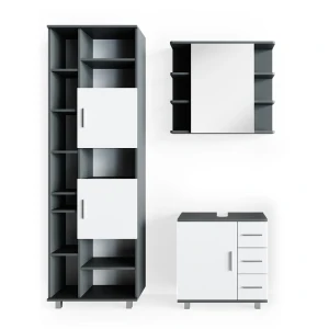 Badmöbel-Set Ilias Anthrazit 3 Teile, mit Unterschrank 60 cm Vicco