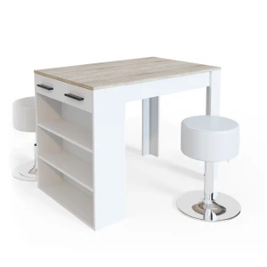 Esstisch-Set Repose Sonoma/Weiß 67 x 100 cm mit 2 Hockern Vicco