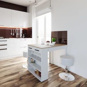 Esstisch-Set Repose Sonoma/Weiß 67 x 100 cm mit 2 Hockern livinity®