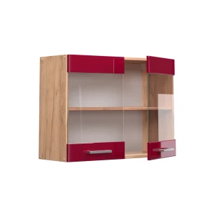 Küchenglasschrank R-Line Rot Hochglanz 80 cm livinity®