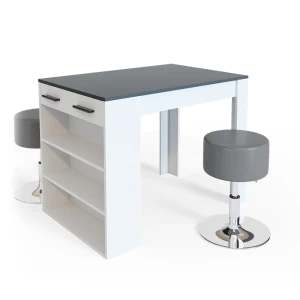 Ensemble table à manger Repose Anthracite/blanc 67x100cm avec 2 tabourets Vicco