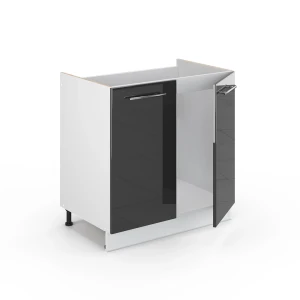 Spülenunterschrank Fame-Line Anthrazit Hochglanz 80 cm ohne Arbeitsplatte livinity®