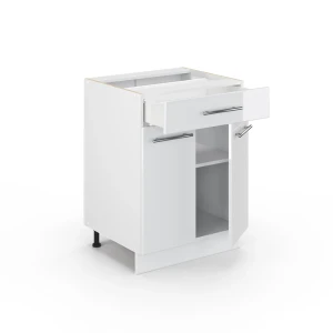 Küchenunterschrank Fame-Line Weiß Hochglanz 60 cm mit Schublade, ohne Arbeitsplatte livinity®