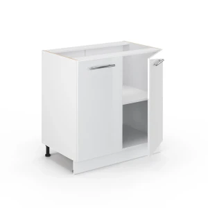 Spülenunterschrank Fame-Line Weiß Hochglanz 80 cm mit Regal, ohne Arbeitsplatte livinity®