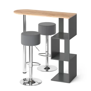Barbordssæt Vincent Gold power oak 113 x 39.8 cm med 2 barstole Vicco