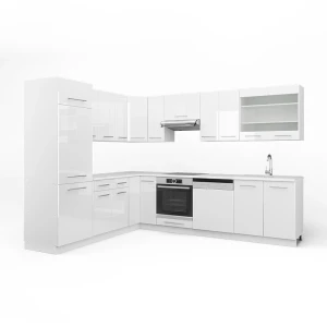 Hjørnekøkken Fame-Line Hvid højglans/hvid 287 x 46 cm uden bordplade Vicco