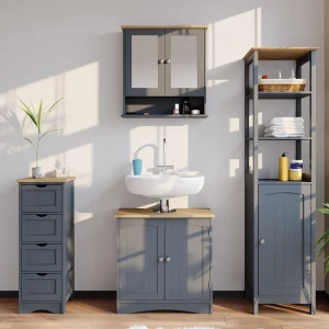 Badmöbel-Set Bianco Grau 4-teilig livinity®