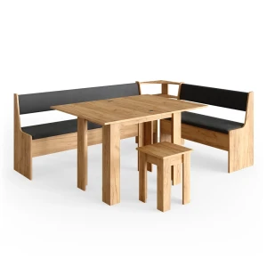 Hjørnebænksgruppe Roman Gold power oak 210 x 150 cm med bord Vicco